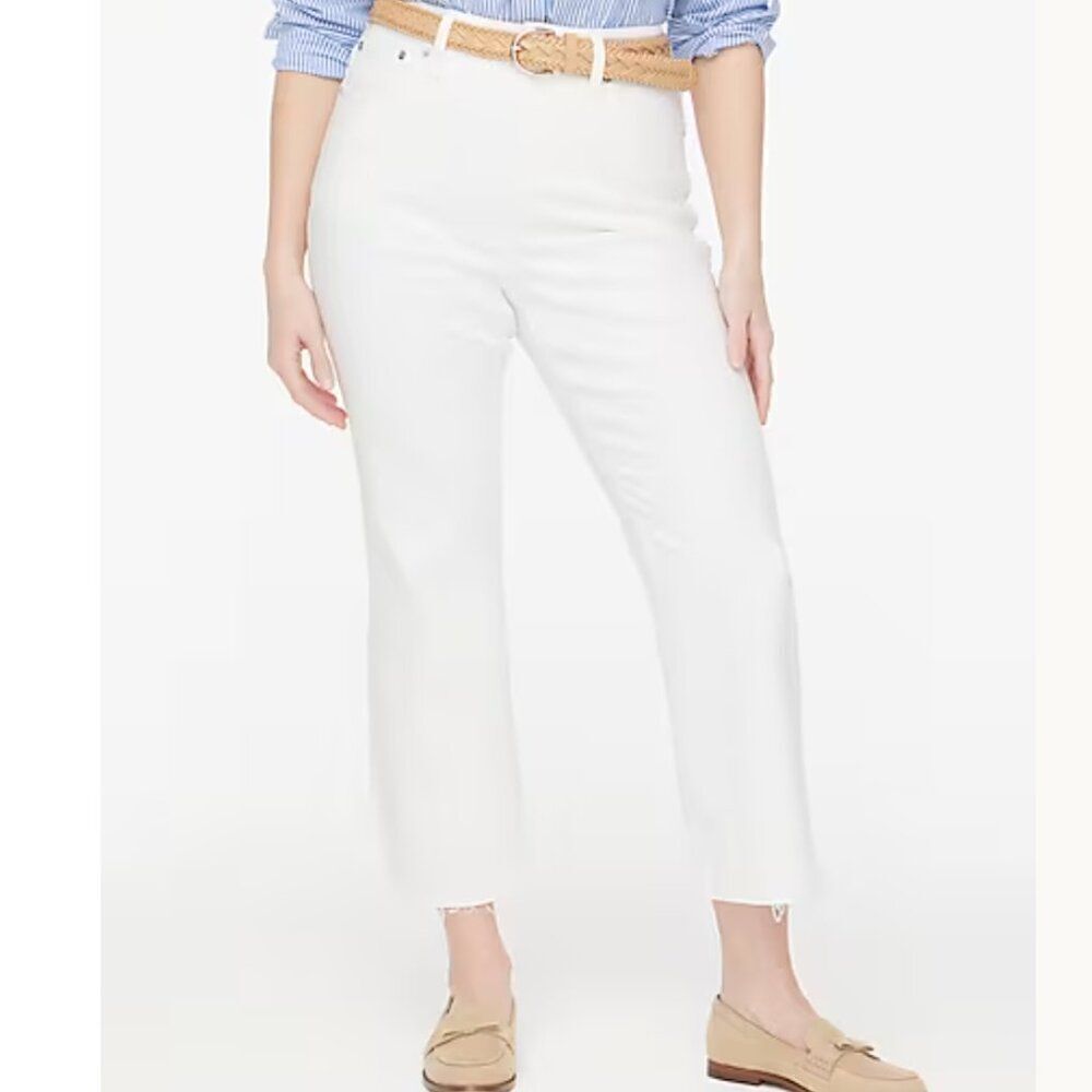 J. Crew Factory CG432 white Curvy mid-rise flare crop jean in signature NWT